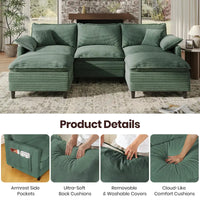 Armrest side pockets and washable corduroy covers