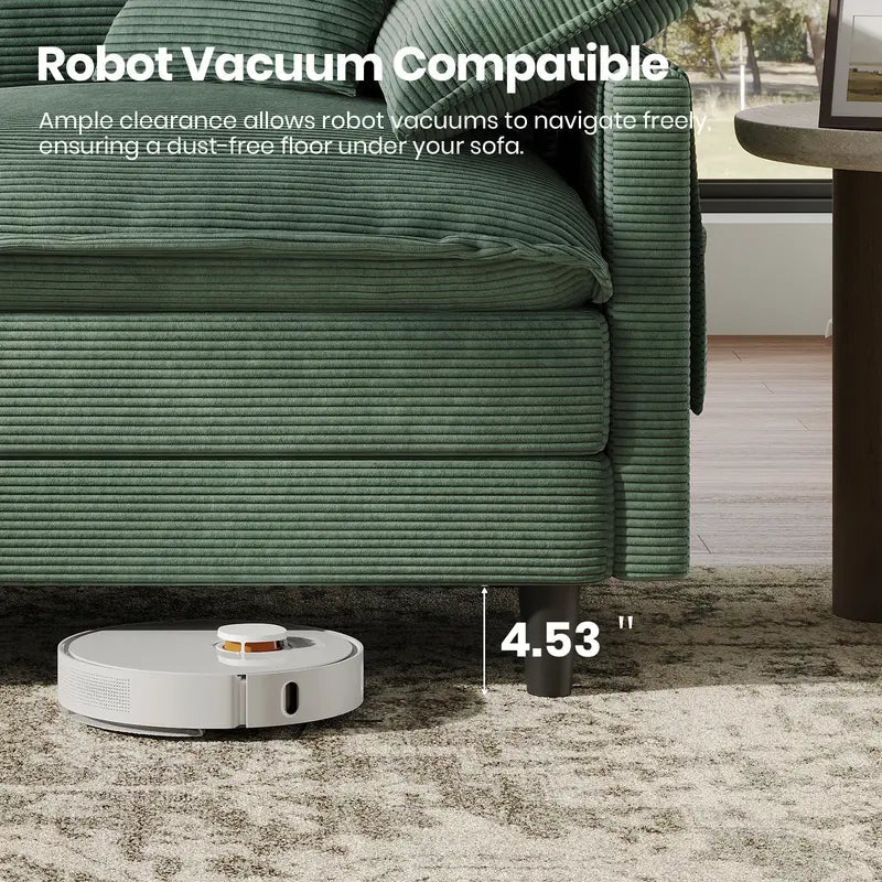 4.53″ clearance fits a robot vacuum