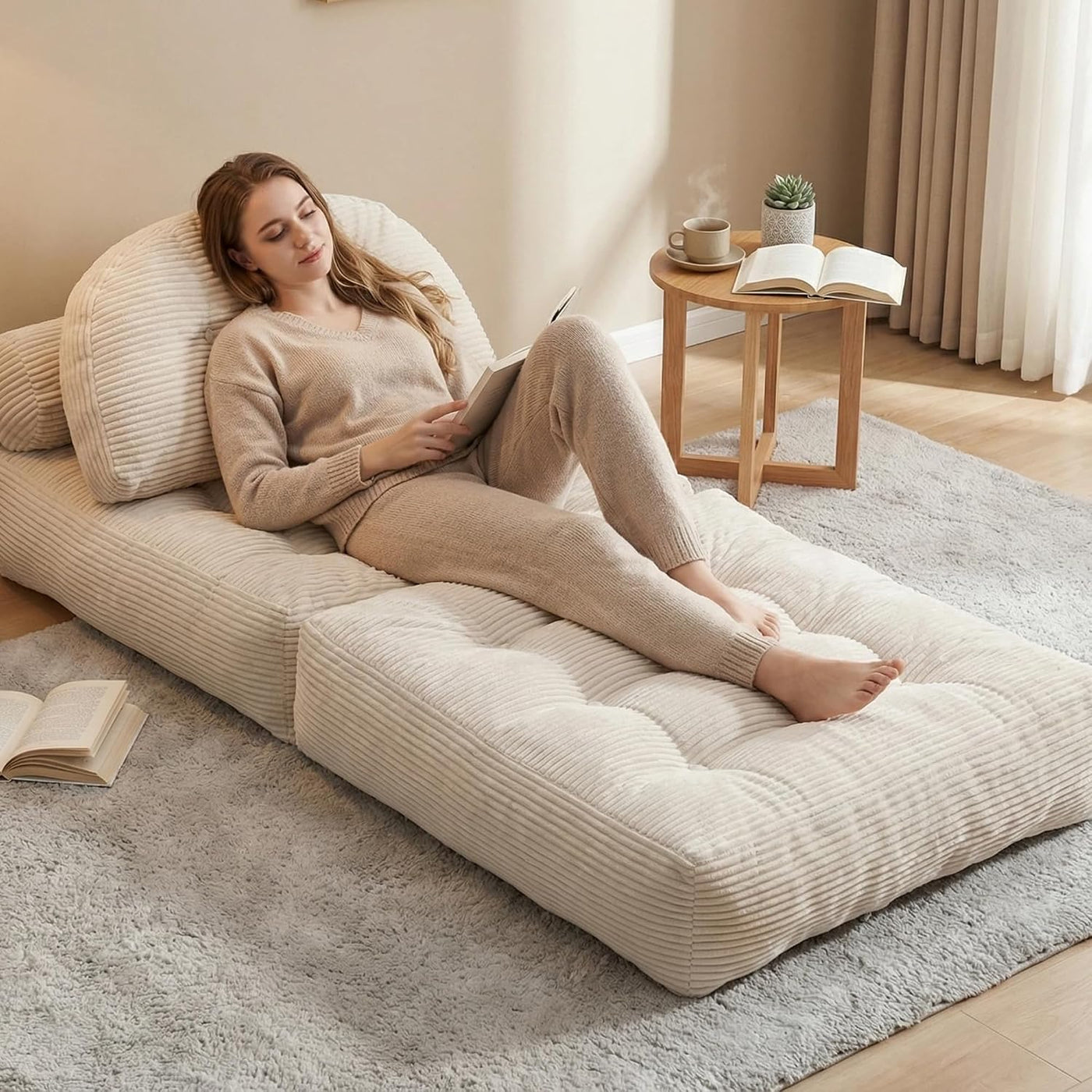 Unfolded flat as a bed